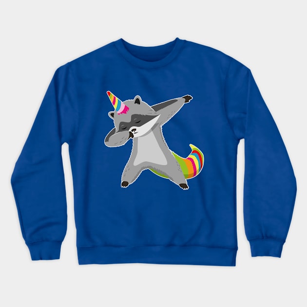 Raccoonicorn Unicorn Raccoon Dabbing Crewneck Sweatshirt by propellerhead